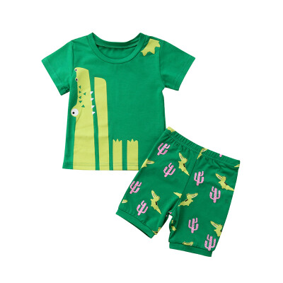 

Summer Baby Boys Clothes Short Sleeve Animal Crocodile Print Tops T-shirt Shorts Toddler Casual Outfits Sets