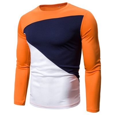 

Toponeto Men Splicing O-Neck Splicing Long Sleeve Shirt Fashion Long Sleeve Blouse Top