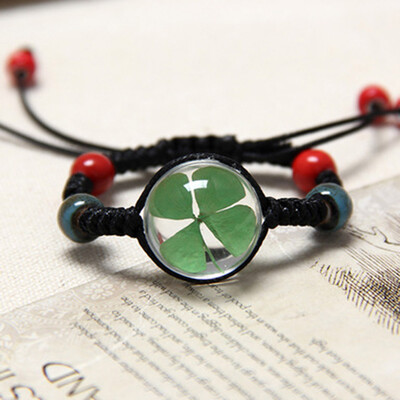 

Dried Flower Bracelet For Womens Jewelry Cherry blossom Life time gem Hand-knitted national Accessories