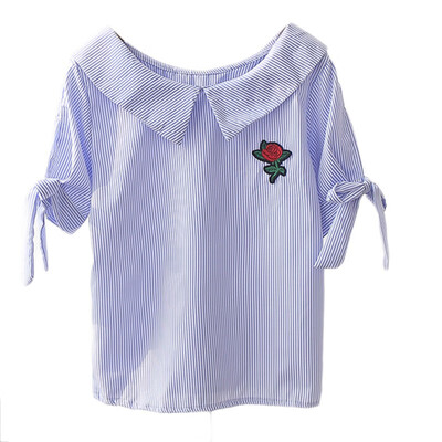 

ROPALIA Women Casual Shirt Bowknot Sleeve Female Collar Flower Blouse Colors