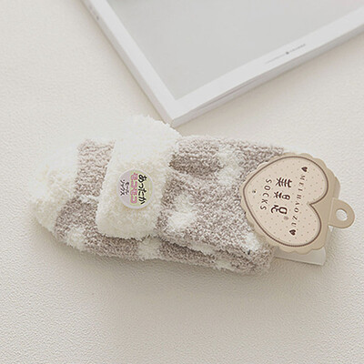 

Womens 1Pair Coral Fleece Fuzzy Ankle Socks Cute Thicken Heart Printed Napping Indoor Floor Socks Warm Antiskid Sock