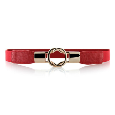

VOCHIC Women Metal Fashion Skinny Leather Belt Gold Elastic Buckle belt solid color