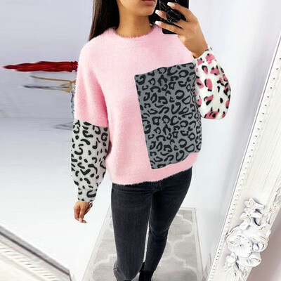 

Women Casual Long Sleeve Knitwear Animal Print Pullover Sweater Autumn Jumper
