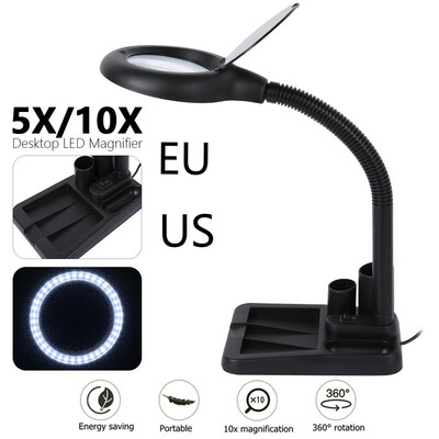 

USEU 5-10 Times Lens Auxiliary Clip Loupe Desktop Magnifier Welding Magnifying Glass with LED Light