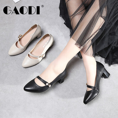 

Gao Di gaodi ladies high-heeled shallow mouth pointed rhinestone word buckle with commuter shoes female black 39