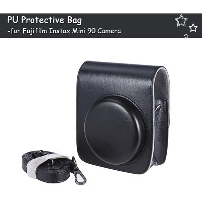 

Vintage PU Protective Camera Case Bag Pouch Cover Protector w Strap for Fujifilm Instax Mini 90 Instant Film Camera