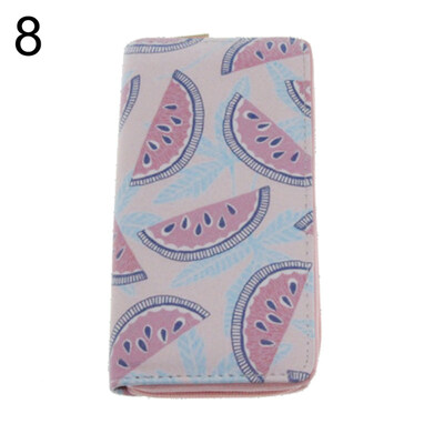 

Women Fruits Heart Flamingo Printed Long Wallet Clutch Purse Card Phone Holder