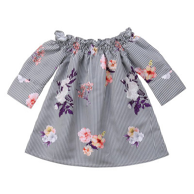 

Toddler Kids Baby Girl Dress Floral Printed Long Sleeve Concise Comfy Dress Clothes Cartoon Pattern Baby Dress