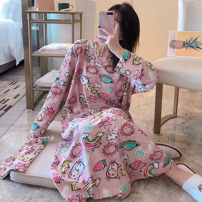

ROPALIA 2 PCS Women Sleepwear Dress Nightgown Silk Badydoll Female Silk Cartoon O Neck Plus Size Femme Sleepwear Wholesale W1