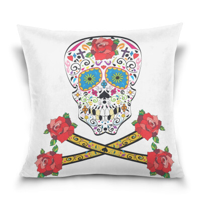 

ALAZA Thanksgiving Throw Pillow Cover 16 X 16 inch Cushion Cover with Sugar Skull Printed Pillowcase