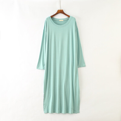 

Pregnant Women Loose Modal Nightdress Ladies Long-sleeved Dress Large Size Long Night Dress
