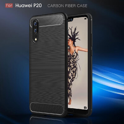 

Phone Case Carbon Fiber Wire Drawing TPU Phone Protection Cover Simple Lightweight Mobile Phone Protector for HUAWEI P20 Lite