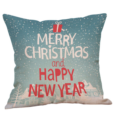 

Tailored Happy Christmas Pillow Cases Linen Sofa Cushion Cover Home Decor Pillow Case