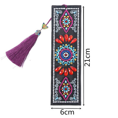 

5D DIY Diamond Painting Leather Bookmark Making Kit Special Shaped Diamond Covered With Tassel Pendant For Adults Kids