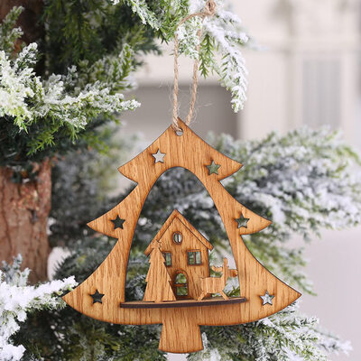 

Christmas Tree Wooden Pendants Xmas Tree Ornaments Home Hanging Decor