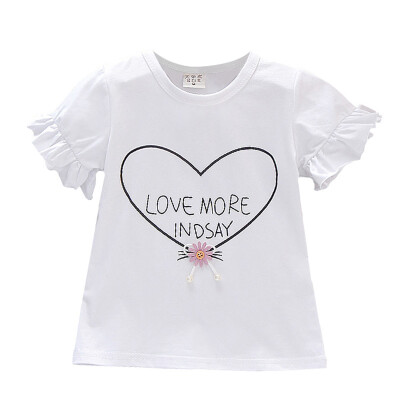 

Baby Girls Summer Cotton Letter Heart Print T-shirt Tops Blouse Short Sleeve Children Casual Tee Shirts