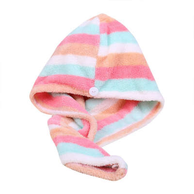 

Women Quick-Dry Colorful Rainbow Stripes Hair Towel Turban Hair Hat Wrapped Towel Bath Beach Towels Bathroom Accessories