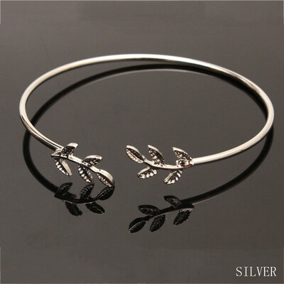 

Bangles Women&39s Fashion Open Leaf Bangle Cuff Bracelet Simple Jewelry