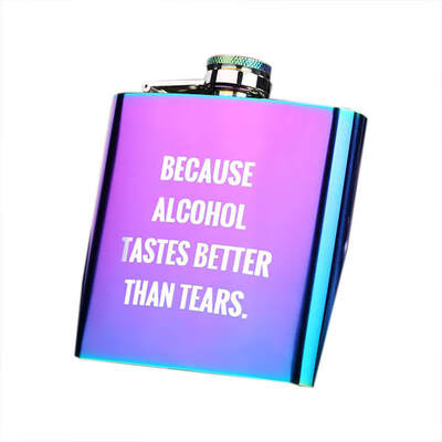 

1PC Portable Hip Flask Gold Plated Gradient Color Rainbow Colored Stainless Steel Flask Screw Cap Whiskey Wine Bottle