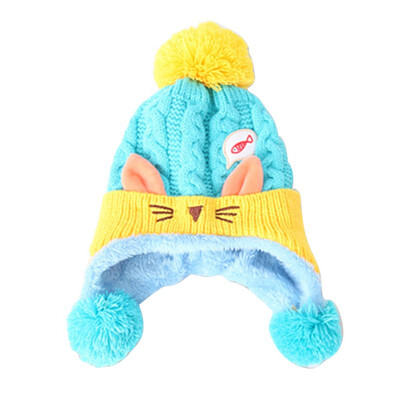 

Warm Infant Beanie Cap For Children Boys Girls Animal Cat Ear Kids Crochet Knitted Hat Cute Baby Winter Hat