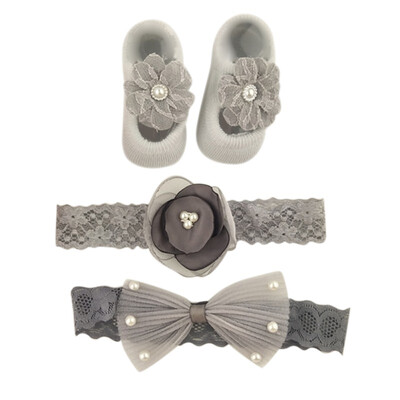 

3PCS Newborn Baby Socks Gift Boxed Bow Hairband Flowers Cute Baby Girl Socks Crown Christmas Birthday Gift Princess Socks