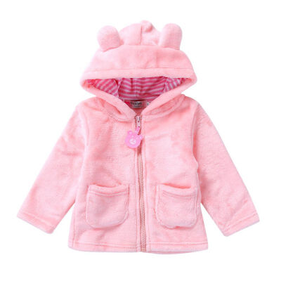 

Infant Clothing Tops Fashion Baby 6-24M Newborn Baby Girls Boys Solid Long Sleeve Hooded Ears Cute Outerwear Jackets Coats