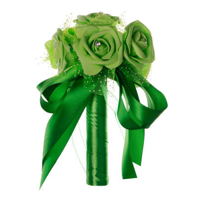 

Artificial Silk Rose Bridal Flowers Sweet Wedding Bouquet Bridal Flower for Bride Bridesmaid Wedding Lace Rhinestone Decor