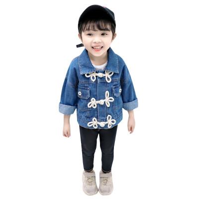 

Autumn Baby Girls Cute Solid Color Comfort Slim Cotton Jean Jacket Warm Coat Denim Tops Outerwear