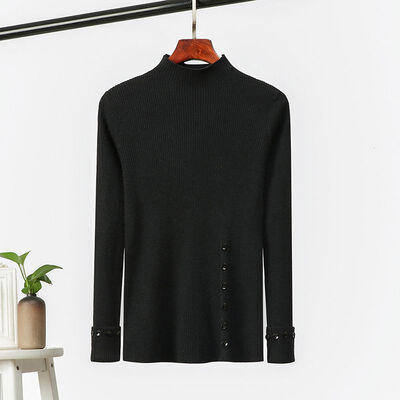 

Autumn And Winter Korean Style Sweet Sweater Women Solid Color Slim Fit Knitted Pullover Trend Button Female Jumpers