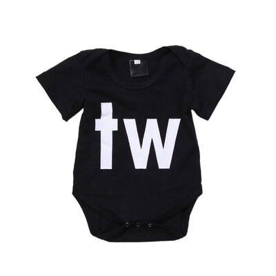 

Infant Baby Rompers Short Sleeve Letter Print Brother Rompers Girls Boys Jumpsuit Newborn Clothes