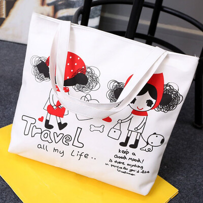 

New Simple Series Art Style Canvas Handbag Large Capacity Shopping Bag Women Single-Shoulder Bag