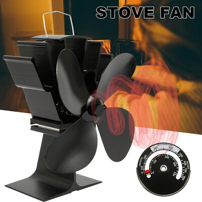 

Stove Fan Upgrade Silent Operation 4-Blade Heat Powered for WoodLog BurnerStoveFireplace Eco Friendly