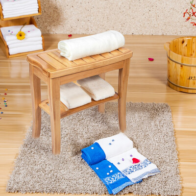 

Gobestart Bamboo Shower Seat Bench With Towel Shelf Bathroom Seat Stool Spa Chair Indoor