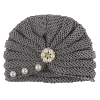 

Autumn Soft Cute Newborn Baby Pearl Design Girls Caps Infant Knitted Hat Turban Elastic Cap New