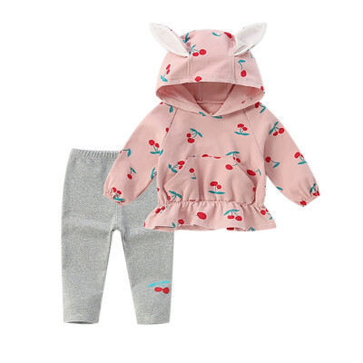 

2pcs Warm Girls Sweet Hoodies Set Tracksuit Kids Girl Set Clothes Autumn Long Sleeve Girls Hooded SweatshirtLong Trackpants