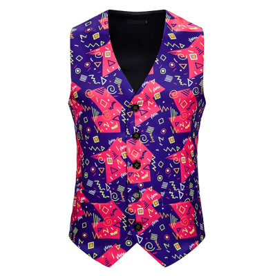 

Toponeto Mens Fashion Banquet Business Casual Christmas Printing Waistcoat Tops Vest