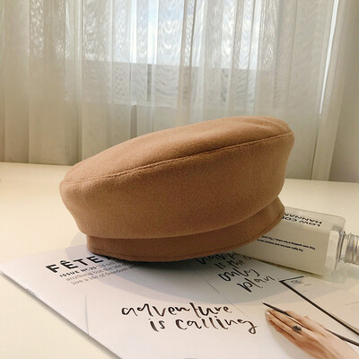 

Black beret womens autumn&winter solid color chic Korean version of the Japanese painter hat pumpkin bud lei British hat