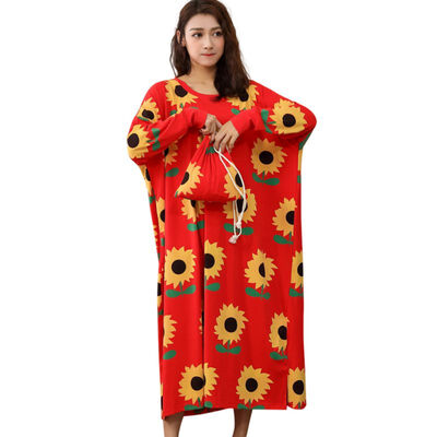 

Women Sexy Pajamas Ladies Cotton Round Neck Cute Long Sleeve Nightdress Lingerie Cartoon Print Home Clothing