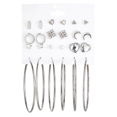 

Women Jewelry Star Moon Love Big Circle Wedding Earring Fashion Personalized Earrings Sets