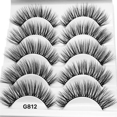 

Gobestart 3D Eyelash Imitation Mink Natural Thick False Eyelash 5 Pairs