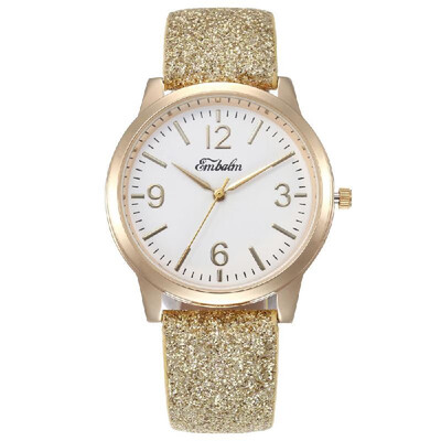 

Latest explosion models super flash powder ladies watch quartz watch hot sales explosions Gold shell silver belt