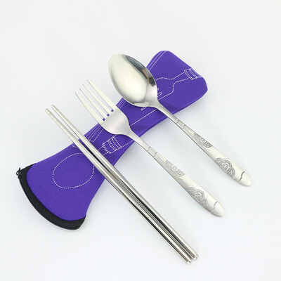 

3pcs Kit Silver Ware 3 Colors Stainless Steel Cutlery Set Dinnerware Easy Clean