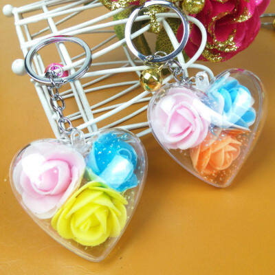 

Everlasting Flower Keychain Bag Pendant Lovely Creative Cartoon Gift Creative Hanging Ornament Heart Shape Keychain Random Color