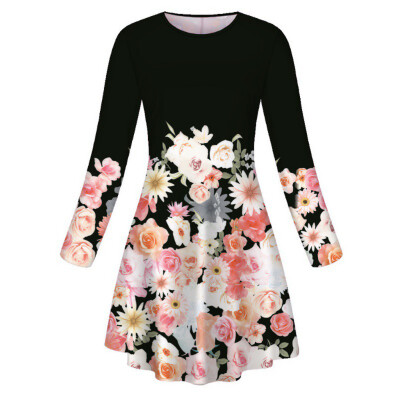 

Tailored Women Long Sleeved Floral Print Dress Casual Fashion Autumn Dresses