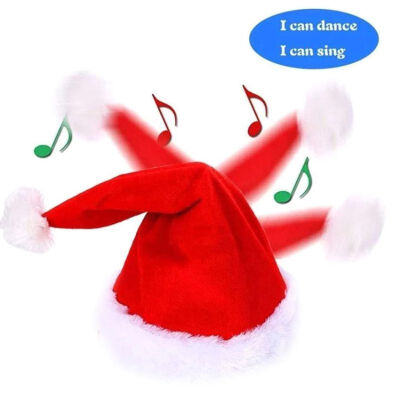 

Funny Christmas Hat Musical Singing And Dancing Hat Plush Toy Christmas Decorations For Home Xmas Hat Caps For Santa Claus