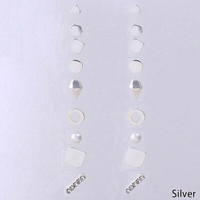 

Jewellery Crystal Vintage Set 9 Pairs For Creative Punk Individual Earrings Stud Set Silver Woman Fashion