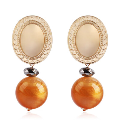 

1 Pair Vintage Women Jewelry Exaggerated Ear Studs Big Pearl Pendant Earrings
