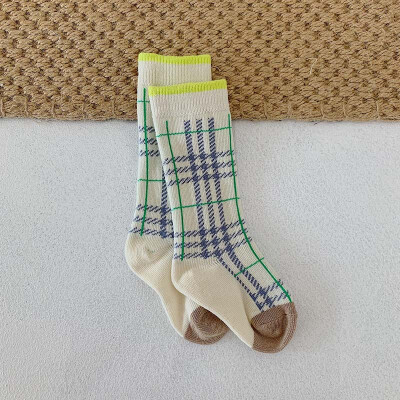 

Baby Socks Baby Girl Cute Socks Plaid Print Cotton Long Kids Socks