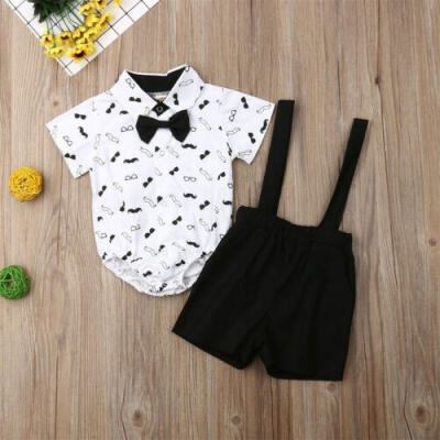 

US Baby Boy Wedding Christening Formal Tuxedo Outfit Suit Romper Clothes NEWBORN