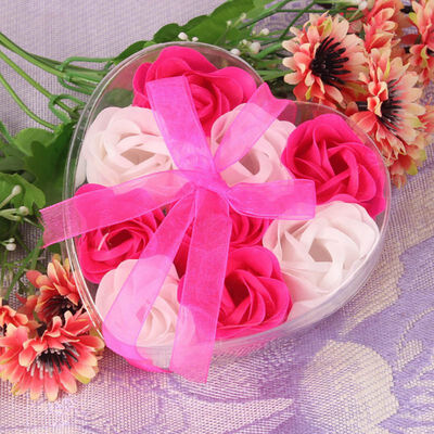 

artificial flowers valentines day gift Flower Petal Bouquet Heart Shape Gift Box Bath Body Soap Gift Wedding decoration 1
